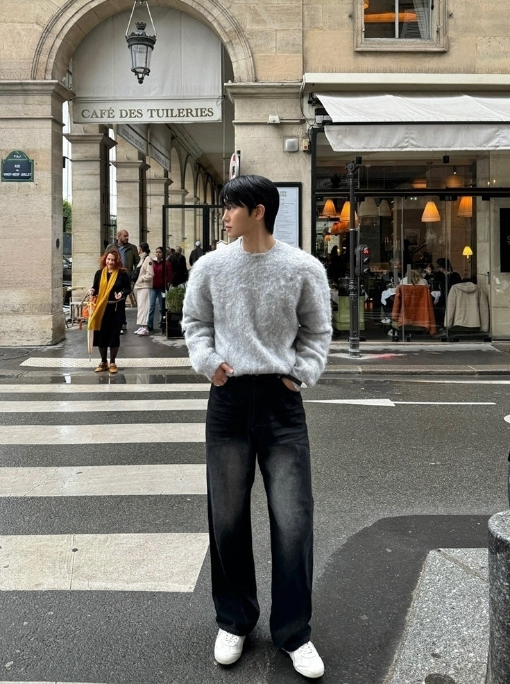 Mohair Pullover Crew Neck Sweater