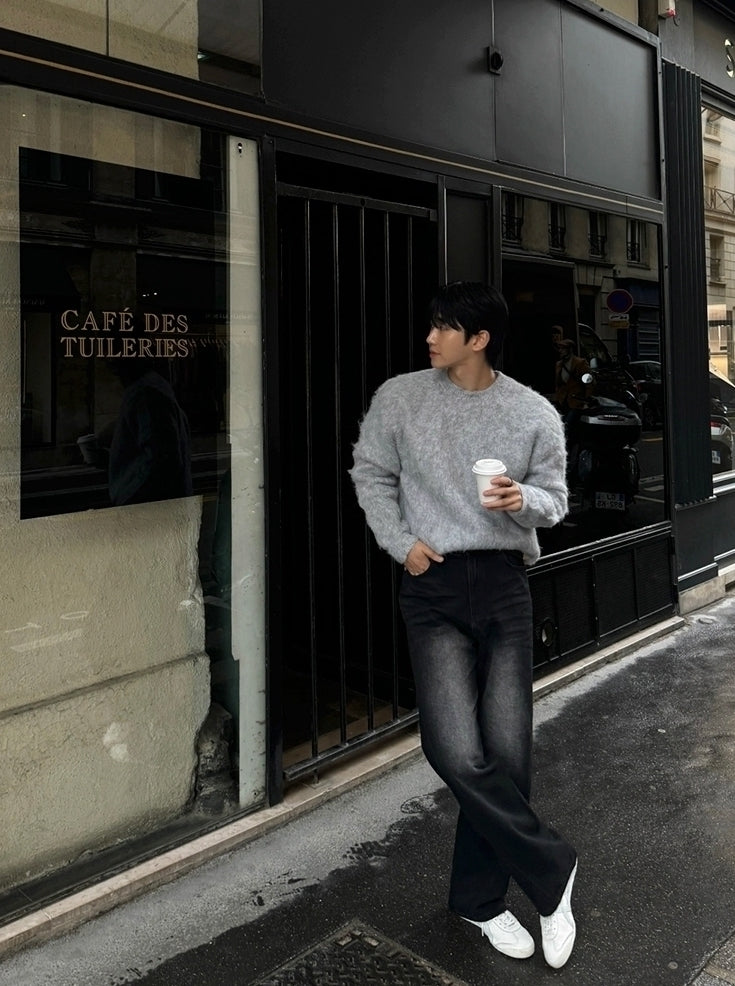 Mohair Pullover Crew Neck Sweater
