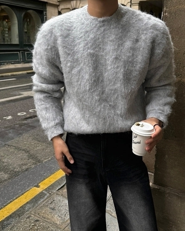Mohair Pullover Crew Neck Sweater