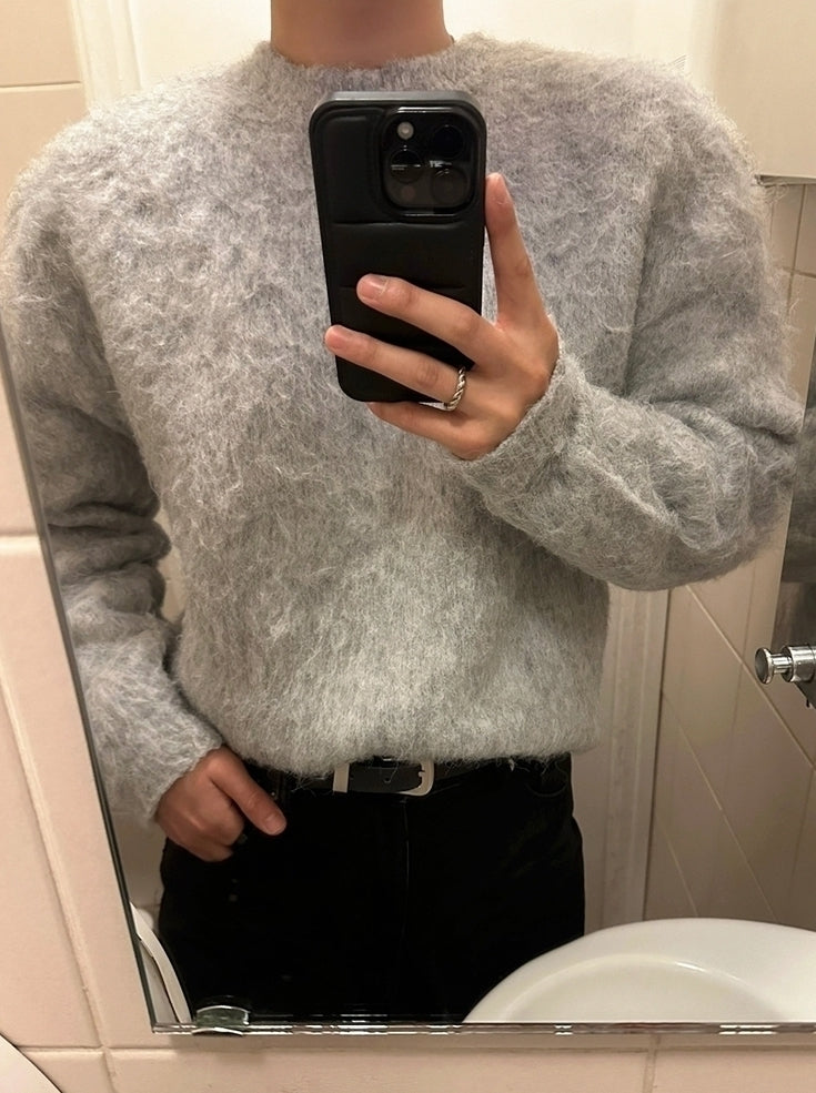 Mohair Pullover Crew Neck Sweater