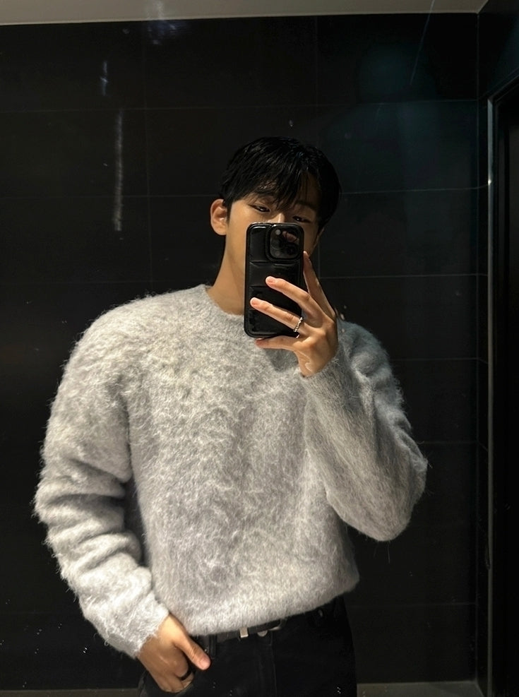 Mohair Pullover Crew Neck Sweater