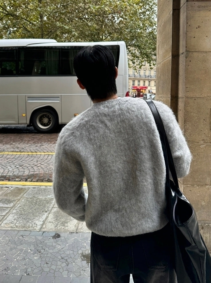 Mohair Pullover Crew Neck Sweater