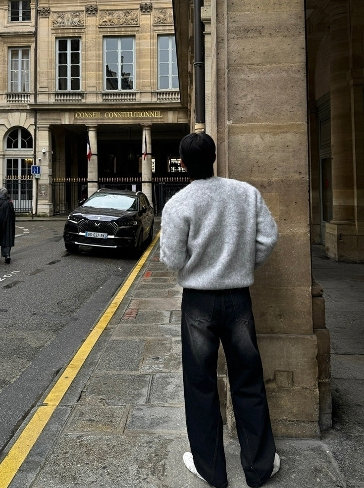 Mohair Pullover Crew Neck Sweater