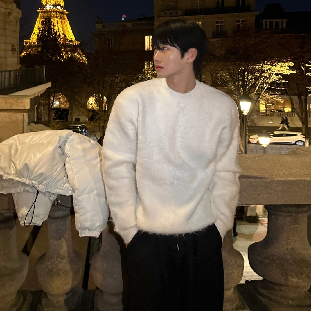 Mohair Pullover Crew Neck Sweater