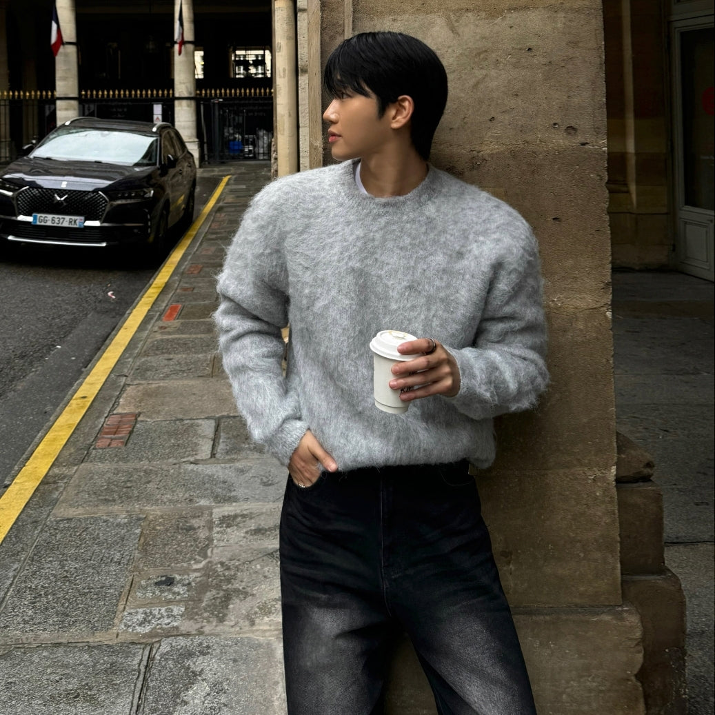 Mohair Pullover Crew Neck Sweater
