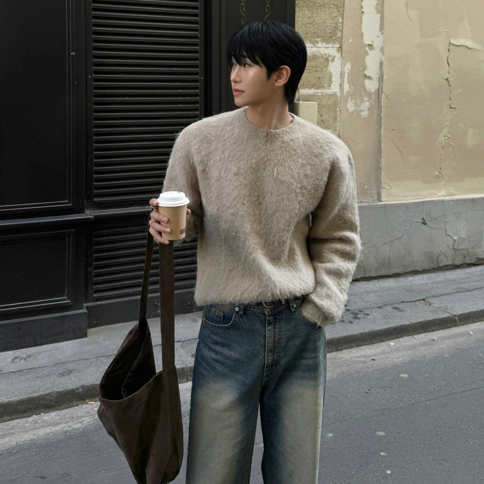 Mohair Pullover Crew Neck Sweater
