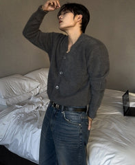 Mohair V-neck Knit Cardigan