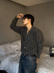 Mohair V-neck Knit Cardigan