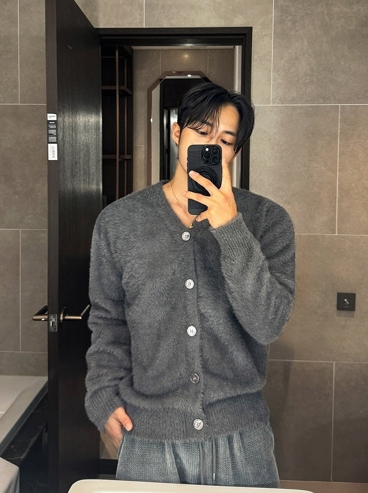 Mohair V-neck Knit Cardigan