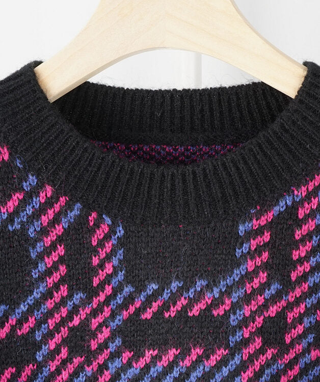 Lilac Checkered Knit Sweater