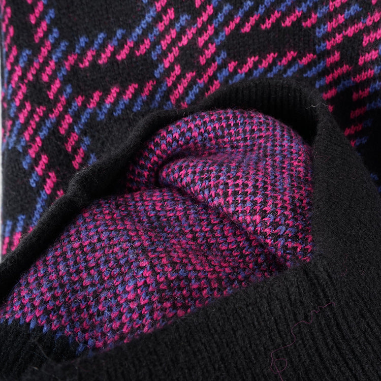 Lilac Checkered Knit Sweater