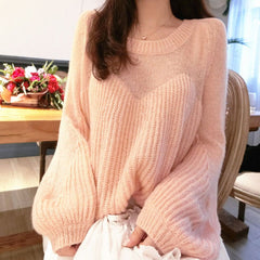 Blue Oversized Partly See-through Sweater