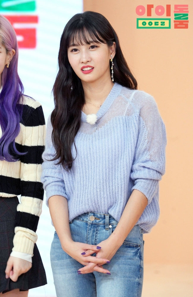 Blue Oversized Partly See-through Sweater