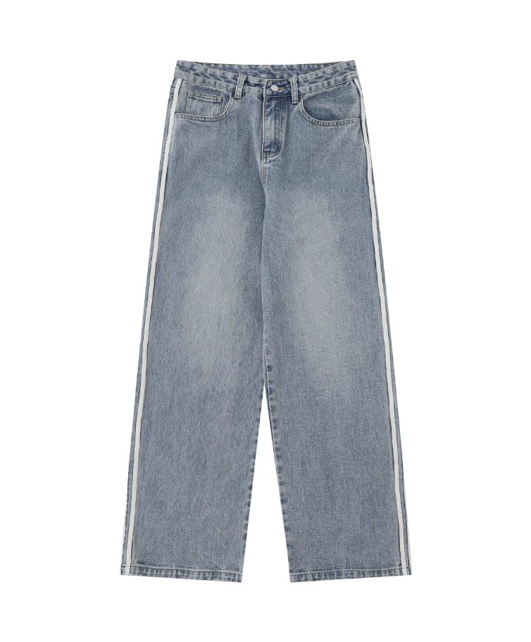 Blue Triple Side Stripes Jeans