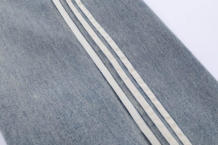 Blue Triple Side Stripes Jeans