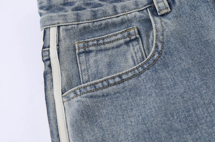 Blue Triple Side Stripes Jeans