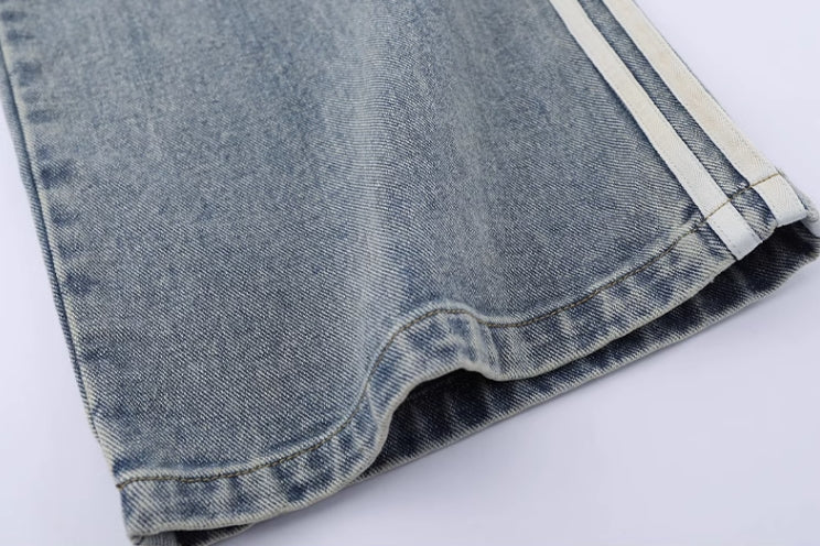 Blue Triple Side Stripes Jeans