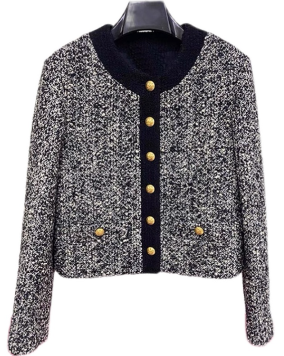 Grey Tweed Buttoned Jacket