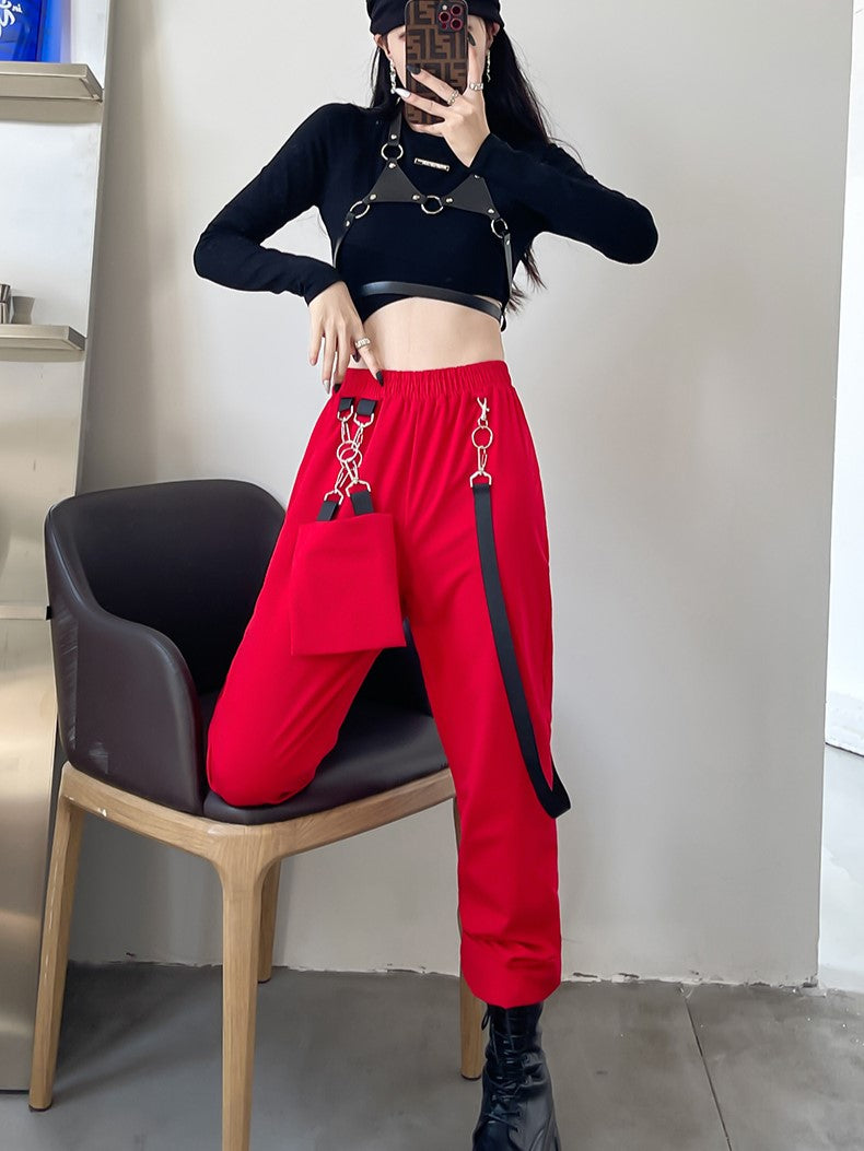 Red Chain Jogger Pants