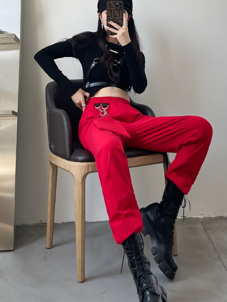 Red Chain Jogger Pants
