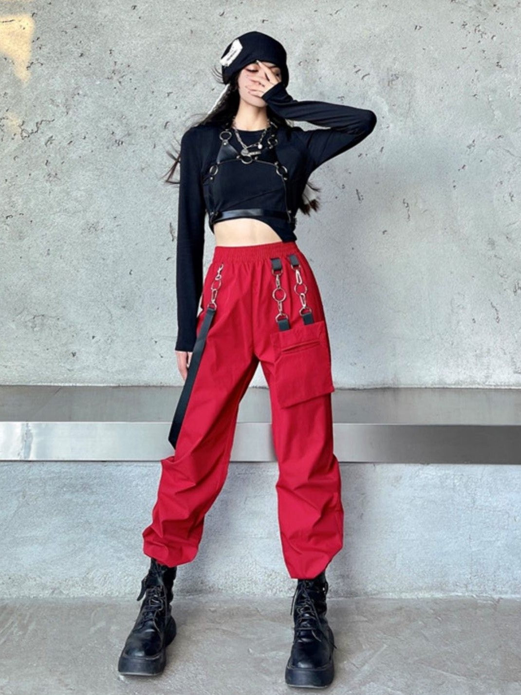 Red Chain Jogger Pants