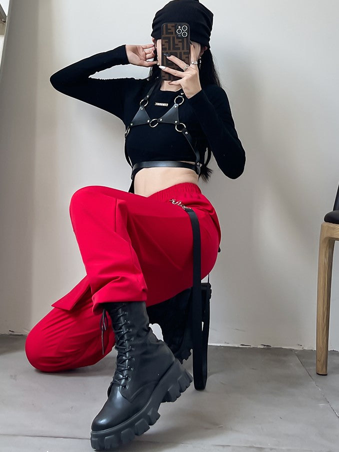 Red Chain Jogger Pants