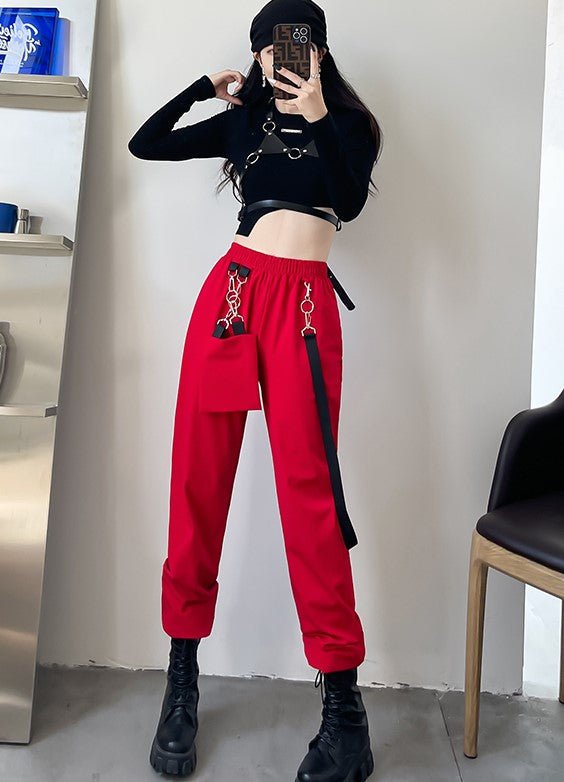 Red Chain Jogger Pants