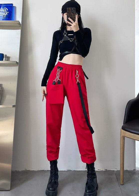 Red Chain Jogger Pants