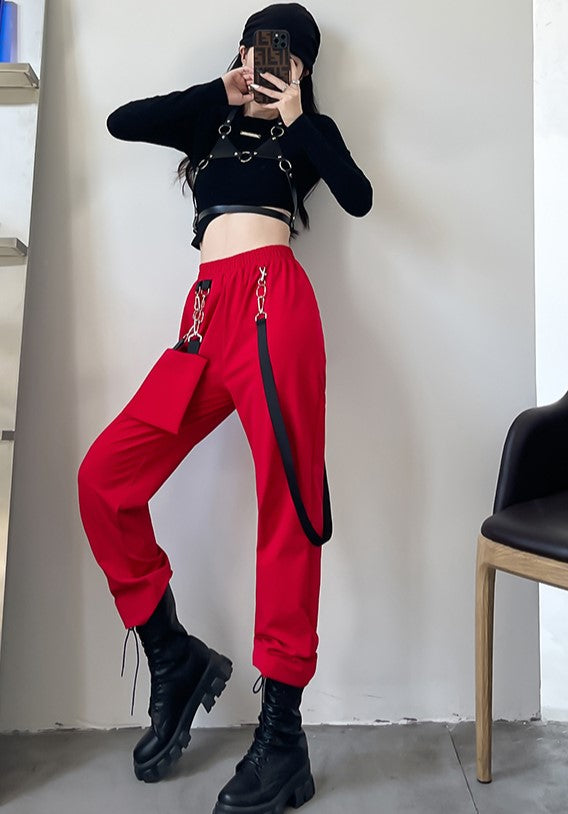 Red Chain Jogger Pants