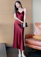 Red Satin Long Dress