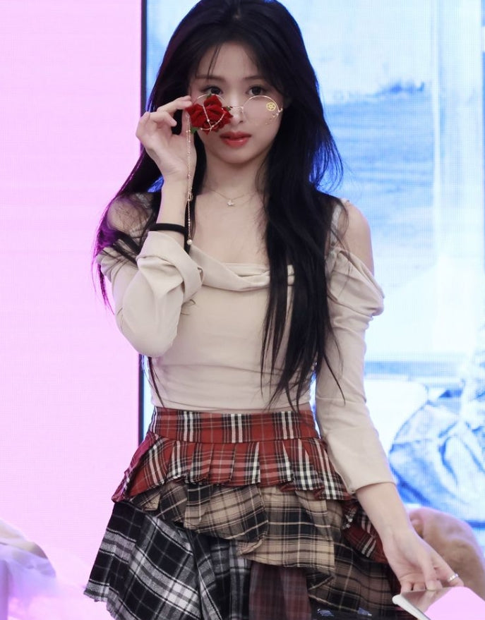 Multicolored Layered Plaid Skirt