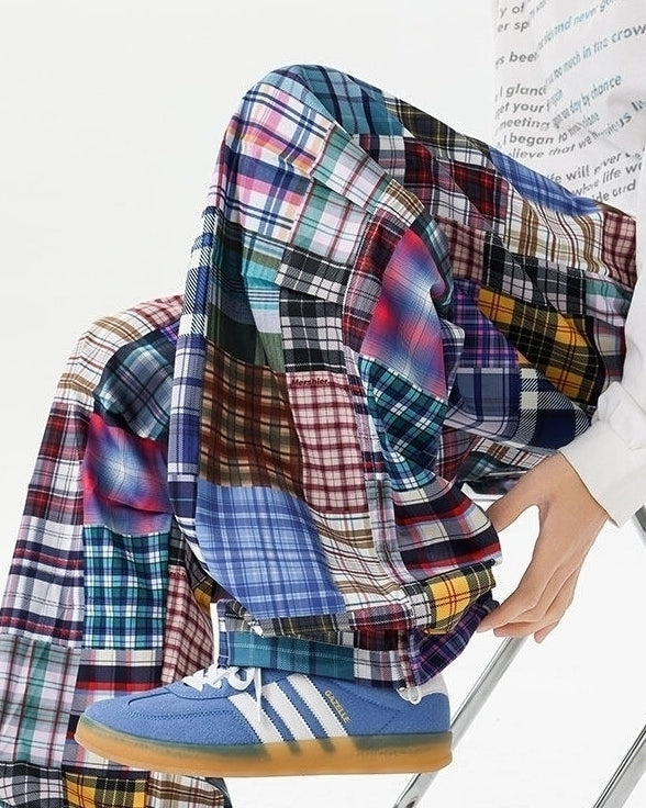 Multicolored Plaid Patchwork Pants