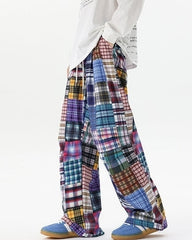 Multicolored Plaid Patchwork Pants