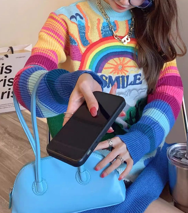 Multicolored Smile Rainbow Sweater