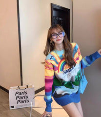 Multicolored Smile Rainbow Sweater