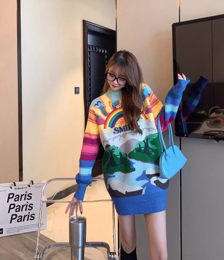 Multicolored Smile Rainbow Sweater