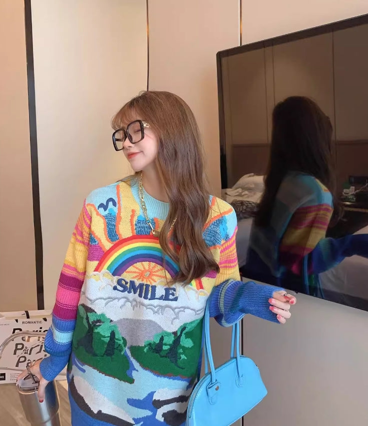 Multicolored Smile Rainbow Sweater