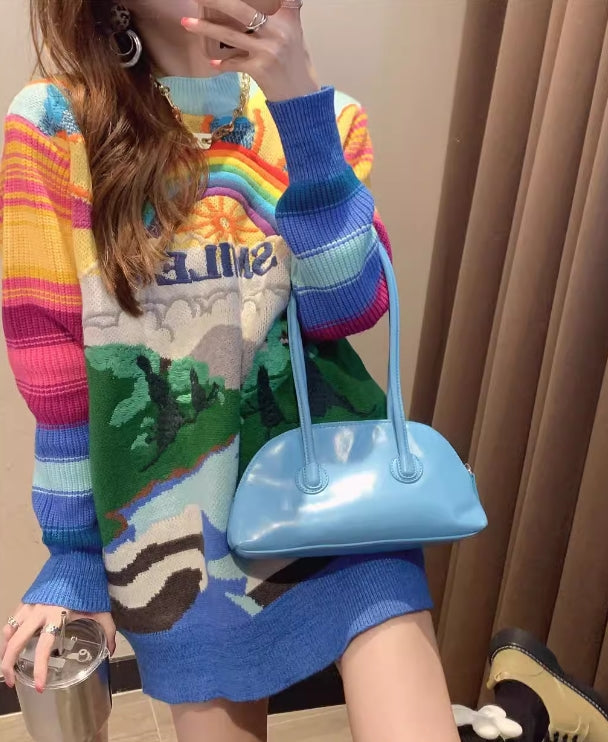 Multicolored Smile Rainbow Sweater