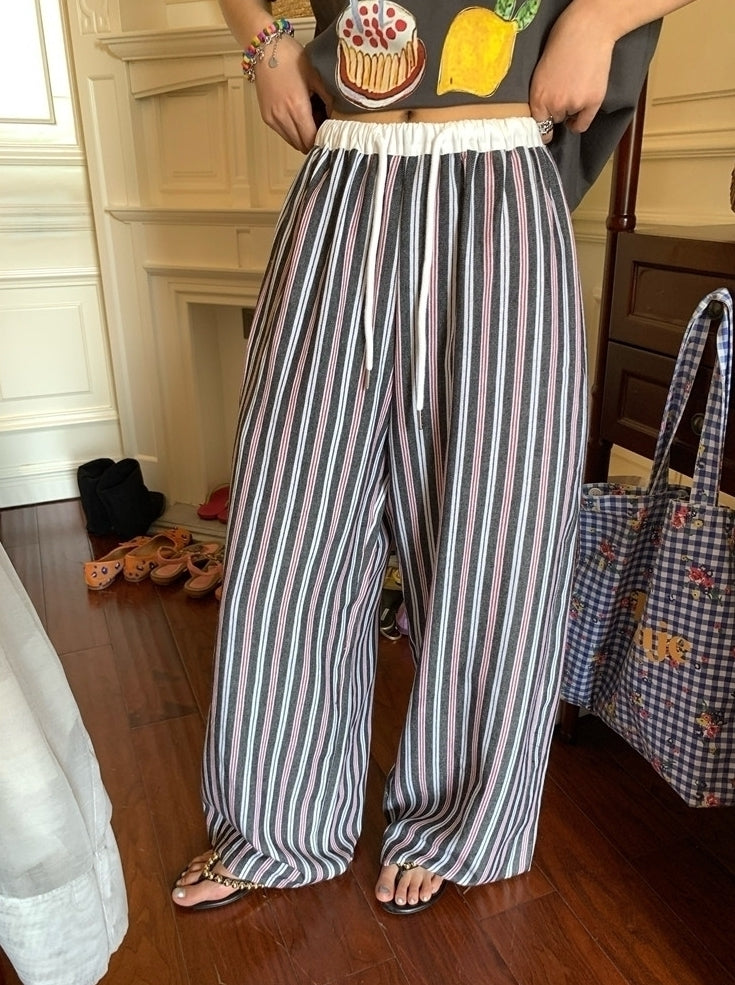 Multicolored Stripes Comfy Wide Leg Pants