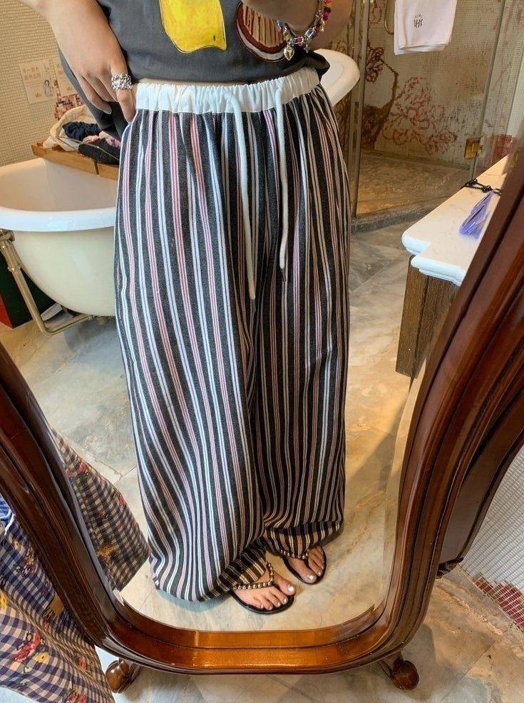 Multicolored Stripes Comfy Wide Leg Pants