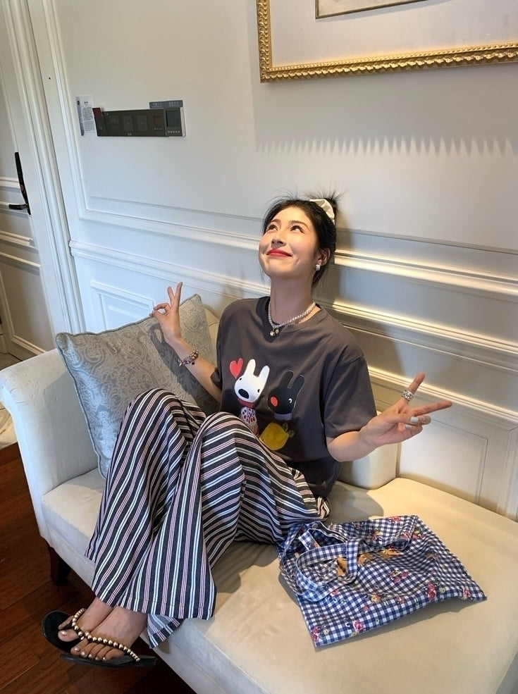 Multicolored Stripes Comfy Wide Leg Pants