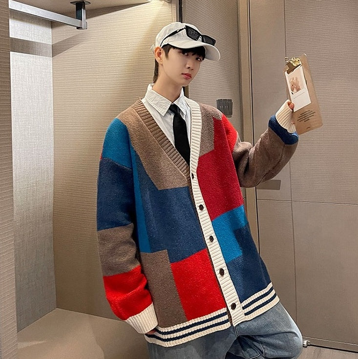 Multicolored V-Neck Cardigan