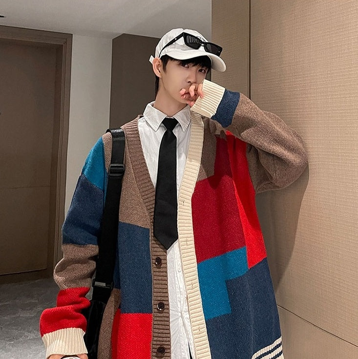 Multicolored V-Neck Cardigan