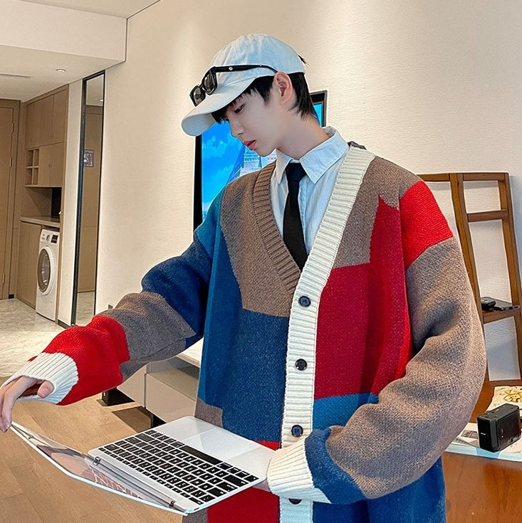 Multicolored V-Neck Cardigan