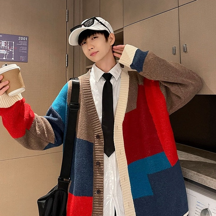 Multicolored V-Neck Cardigan