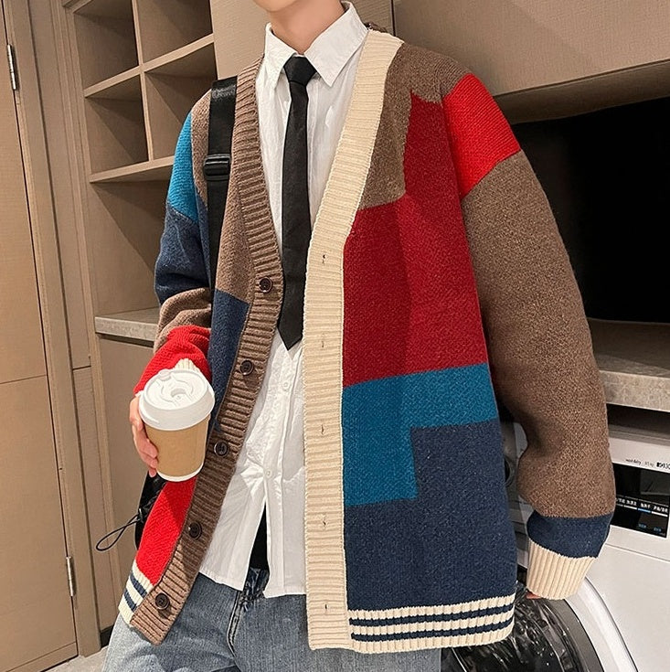 Multicolored V-Neck Cardigan