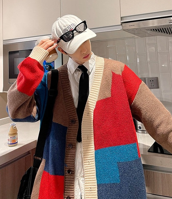 Multicolored V-Neck Cardigan