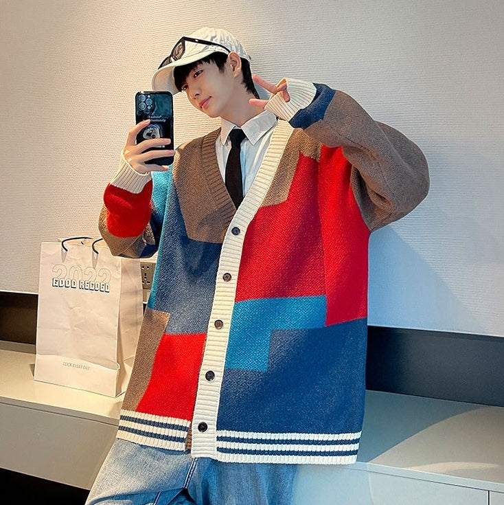 Multicolored V-Neck Cardigan
