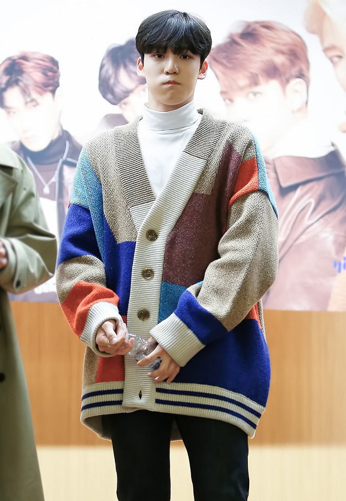 Multicolored V-Neck Cardigan