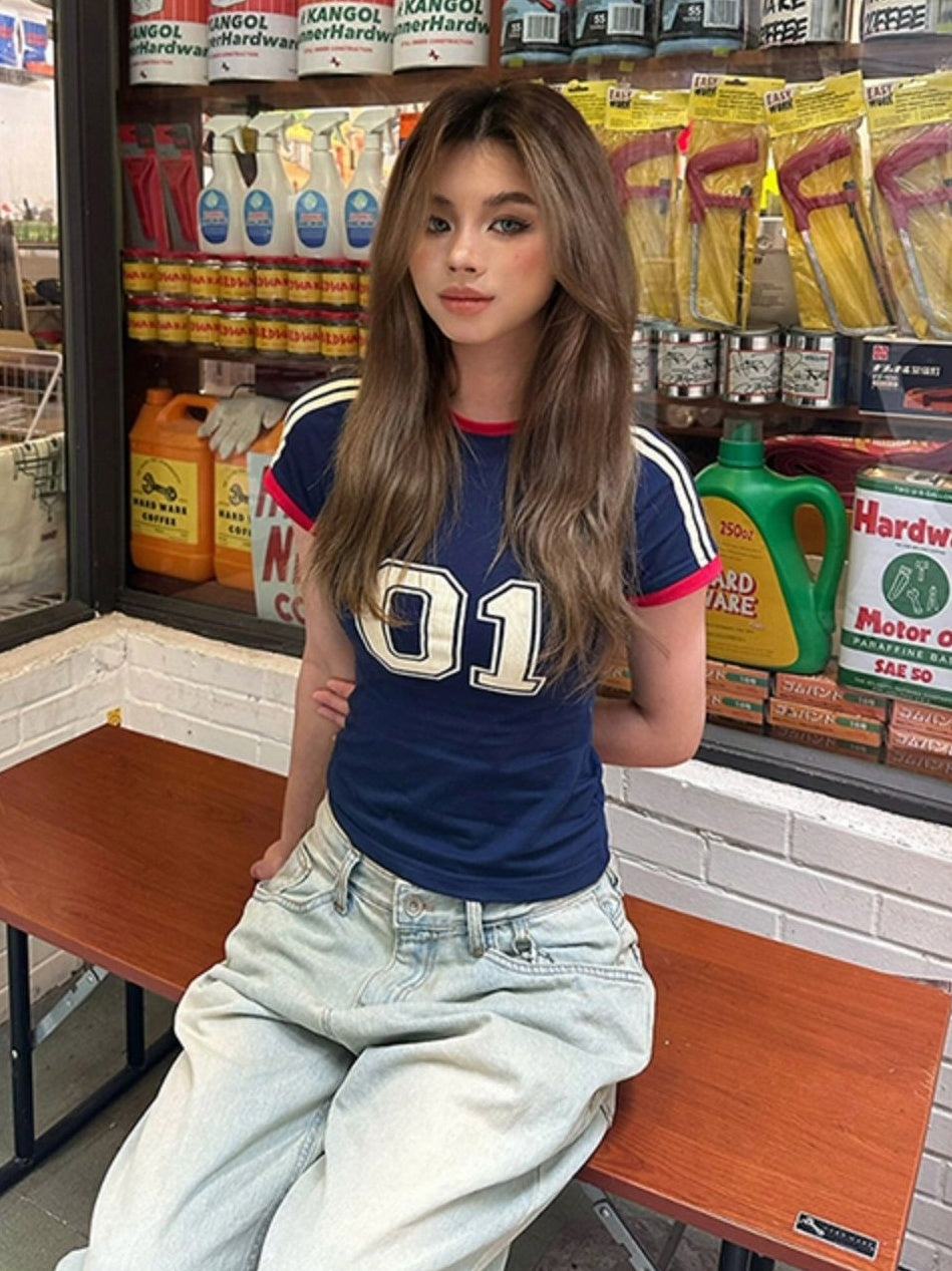 Navy Blue 01 Jersey Style T-Shirt